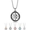 inSCINTILLE Collana Uomo Acciaio Ciondolo Rosa dei Venti, Lunghezza Regolabile 48-53 cm, Confezione Regalo Inclusa, Collanina Uomo Pendente, Catenina (Rosa dei Venti e Zircone - Nero)
