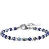 GAVU Bracciale da Uomo con Perline di Lapislazzuli Cristallo Naturale e Pepite Quadrate di Acciaio Inox