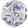 NINGAN Argento 925 Amore infinito - Charm con zirconi viola Perline per bracciali da donna Regali per la famiglia e gli amici