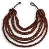 Avalaya - Collana multifilo a strati in stile bib con perline di legno in tonalità marroni/40 cm la più corta/70 cm la più lunga