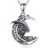 AEONSLOVE Collana Drago Vichingo Argento 925 per Donna Uomo Ciondolo Luna Vintage Gioielli Uomo Vichinghi Regalo Drago Mitologica Nordica