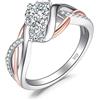 JewelryPalace Nodo D'amore Anelli Donna Argento 925 Infinito con Cubic Zirconia, Anello Promessa a Tre Pietre con Oro Rosa, Diamante Simulato Fedine Fidanzamento Anniversario Intrecciate Gioielli