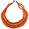 Avalaya Statement - Collana con perline in legno a strati, colore: arancione, 70 cm di lunghezza, Misura unica, Legno, Nessuna pietra preziosa
