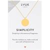 LUUK LIFESTYLE Collana con pendente a forma di moneta e biglietto con frase SIMPLICITY, argento sterling 925, idea regalo, oro