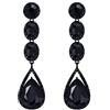 EVER FAITH Orecchini donna,EVER FAITH Cristallo Matrimonio Moda goccia Lungo pendente Lampadario Nero Nero-fondo