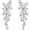 EVER FAITH Orecchini da sposa in zirconia cubica donna, orecchini a goccia con cristalli di classe per concerto Trasparente fondo argento