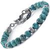 10:10 Bracciale Unisex in Turchese Naturale 6 mm - Acciaio Inox - Regolabile 19+3 cm - Made in Italy