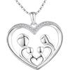 JO WISDOM Collana di Cuore Mamma Argento 925 Donna,Ciondolo con Catena Madre Figlia/Figlio Padre 2 bambini Famiglia Zirconia cubica AAA,Regalo per la Mamma