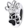 NINGAN 9925 Charm in argento sterling con stampa di zampa di animale domestico perline di chiusura Adatto per bracciali da donna