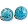 VENEZIA CLASSICA - Orecchini da Donna in Vetro di Murano Originale con foglia in argento, modello Cabochon, chiusura a Clip, Made In Italy certificato (verdemare)