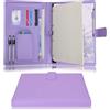 Wonderpool Portadocumenti A4 PU Pelle con 4 Anelli Portadocumenti Multi Documento con Raccoglitore Rimovibile per Appunti e Tasca Funzionale per Organizzatore Ufficio Viaggi Scuola (Viola)