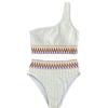 KBRPEY Bikini Donna Costumi da Bagno Donna Monospalla Top Nodo Thong Bikini Bottom Costume Donna Due Pezzi Sexy Spiaggia Beachwear Swimwear (Bianco L)