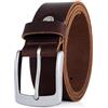 Lindenmann Mens Leather Belt/Mens Belt, full grain leather belt, buffalo leather 4mm, dark brown, Größe/Size:, Farbe/Color:marrone