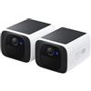 eufy Security telecamera wi-fi esterno S220 SoloCam 2-Pack, Risoluzione 2K, Forever Power, Telecamera wifi esterno senza fili solare, Wi-Fi 2,4 GHz, 2-Pack+Homebase 3