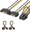 J&D 2 Confezioni 2x SATA Power 15 Pin a 8 Pin PCI Express (PCIe) Grafica Scheda Video Cavo Adattatore di Alimentazione - 20cm