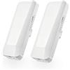 Binardat Wi-fi Wireless Bridge per esterni, ponte Wi-Fi point-to-point con 2 porte Ethernet, 5 GHz, distanza 1-3 km, 100 Mbps, adattatore PoE 24 V, confezione da 2