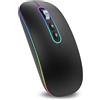 cimetech Mouse wireless ricaricabile, Mouse 2.4G e Bluetooth per laptop Design ergonomico senza fili con USB e 1600 DPI Compatibile con Macbook iPad PC Computer Notebook Laptop (Nero)