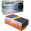 alphaink 10 Cartucce Alphaink Compatibili con Canon PGI-550 CLI-551 per stampanti Canon PIXMA : 1510E, 1616NW, 1IP7200, MG6400, MG6420, MG6450 MG6650 MG7100 MG7120 MG7500 MX725 MX920 MX922 MG6350 IP7240 IP7250