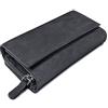 ROYALZ portafoglio vera pelle donna portamoneta grande capiente porta carte credito 18 scomparti bloccaggio protezione RFID etui lungo, Colore:Navy Grigio