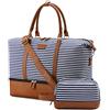 Sucipi Borsone da Viaggio Donna Weekend Grande in Tela (XL 53 x 37 x 23 cm) di Pelle con Scomparto per Scarpe con Trousse - Strisce Blu