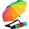 iX-brella Ombrello tascabile XXL con apertura automatica - Full Class - tetto grande 122 cm, Multicolore arcobaleno, 16 colori, 122 cm