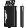 VULKIT Portafoglio Uomo Piccolo con Slot in Pelle Porta Carte di Credito Schermato RFID in Metallo Pop-Up per 5-8 Carte e Banconote, Nero
