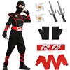 Aomig Ninja Costume per Bambini con Maschera, Pugnale, Freccette, Cintura, Guanti, Cinghia per Halloween Cosplay Natale Carnevale Festa (M, 6-7 anni)
