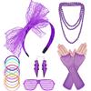 BDSHUNBF Accessori Costume Anni 80, Neon 80 per Feste Rete Occhiali