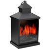 NEW Home Lampada da Tavolo Lanterna in Metallo 3 Led con Effetto Fuoco Camino Timer e Gancio Grundig Colore Nero, Altezza 36 cm (20 x 16 x 36 cm)