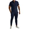 shownicer Tuta Uomo 2 Piece Outfits Tracksuit Maniche Corte T-Shirt + Pantaloncini con Tasche Sports Set Completo Estiva Casual Set Running Jogging Fitness Tuta A Blu Scuro XXL