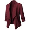 Generic Blazer, giacca corta da donna, sportiva, elegante, a vita corta, blazer, elegante, a maniche lunghe, bolero, Vino, XXXXXL