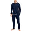 Aseniza Pigiama da Uomo Invernale Cotone Maniche Lunghe Caldo Loungewear Lungo Blu M