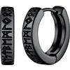 FaithHeart Uomo Donna Orecchini Cerchio di Rune Vichinghe Rune Celtiche Orecchini Cerchio Argento 925 / Acciaio Inox Antiallergico con Onice Gioielli Amuleto Nordico