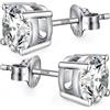 jiamiaoi Orecchini Uomo Diamanti Zirconi Argento Diamante Orecchino Uomo Donna Con Zirconi Argento 18K Oro Placcata Orecchini Donna 4mm
