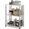 Furinno JAYA Libreria dal design semplice, Rovere Bianco, tubi in acciaio inossidabile