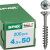 SPAX 25170004505021 1.4567 - Viti per legno con testa a calotta T-Star plus Cut, filettatura parziale, 4,5 x 50 mm, 200 pz, acciaio INOX