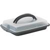 kela Contenitore rettangolare per snack e torte 45 x 30 x 9 cm DELI, contenitore in plastica con manici, per torte, muffin, snack, grigio scuro