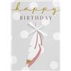 Perleberg Lifestyle - Biglietto di auguri di compleanno, con piume e fiocco, 11,6 x 16,6 cm