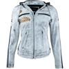 URBAN 5884 Giacca da motociclista da donna con protezioni, giacca in pelle di agnello, protezioni per schiena, spalle e gomiti | Grigio Vintage | 3XL