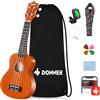 Donner Ukulele per Bambino Principiante Soprano Ukulele Kit 21 Polllici con Custodia Corde Ukelele Hawaiano Online Lezione Colore Mogano