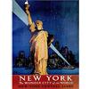 Wee Blue Coo Travel New York Statue Liberty Manhattan Railway USA Vintage Art Print Poster Wall Decor 12X16 Inch