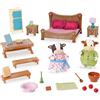 Li'L Woodzeez - Set da pranzo e camera da letto principale - Deluxe - Lil Woodzeez - Set di mobili per la casa delle bambole - Playset per camera da letto e cucina - Bambini 3 anni +