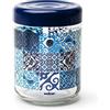 Excelsa Maiolica Blue Barattolo con Coperchio, 800 Ml., Vetro