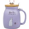 lachineuse - Tazza Kawaii 450 ml - Tazza grande gatto con coperchio e cucchiaio - Mug per infusione, tè e caffè - Tazza originale giapponese - Idea regalo Giappone Asia - Kitty Carino - Colore Viola