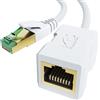KabelDirekt - Cavo di prolunga LAN ed Ethernet, costruita per resistere agli urti - 0,25 m (10 Gbit/s, Cavo CAT 7 da Maschio a femmina, RJ45, estensione dei cavi di rete alla massima velocità, bianco)