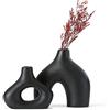 CEMABT Set di 2 vasi in ceramica Nero per decorazione moderna boho nordica, minimalismo, perfetti per soggiorno, matrimonio, cena, tavolo, festa, ufficio e camera da letto