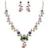 Clearine Set di Gioielli per Il Matrimonio da Donna Foglia Cluster Fiore Cristalli Ciondolo Collana Orecchini Pendenti per Sposa Multi Colore Oro-Fondo