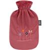Fashy Borsa dell'acqua calda con rivestimento in ratina e ricamo, 2 l, colore rosso ruggine
