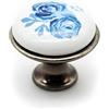 DOJA Barcelona | Pomelli Vintage Rosa Azzurra | Ø26.5x23mm | Confezione 12 pz | Pomelli in Porcellana Antica e Ottone Anticato | Pomello Porta Rustica | Pomoli Vintage Cucina, Bagno, Salotto