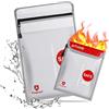 JIELUO Borsa Ignifuga, 38 x 28cm & 23 x 17cm Impermeabile Resistente al Fuoco Sacchetto del Documento Busta Sacchetto, Borsa Lipo Antideflagrante, per documenti, passaporto e contanti (Grigio)